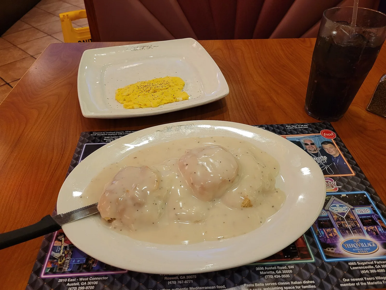 Biscuits and gravy at a diner in Marietta, Ga.