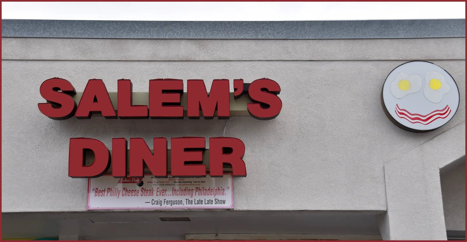 The sign over Salem's Diner on 18th Street South in downtown Homewood.