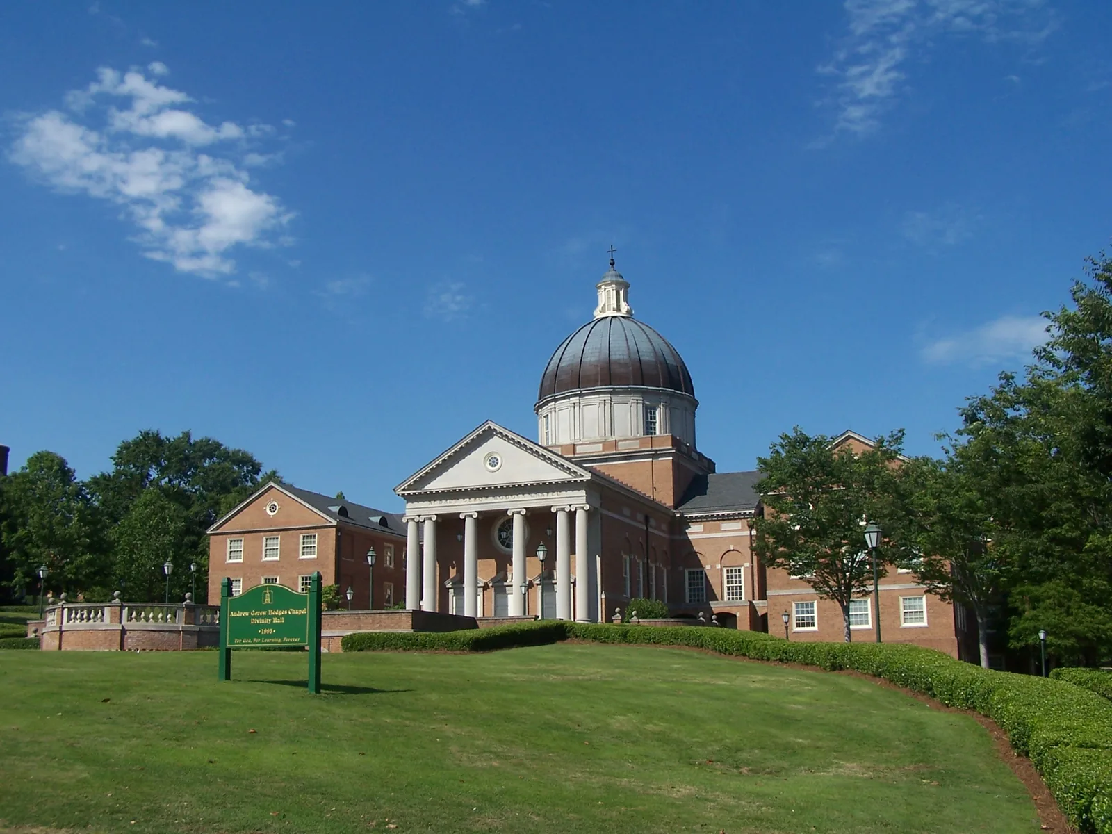 Beeson Divinity School's domed chapel and lawn at Samford University in Homewood.