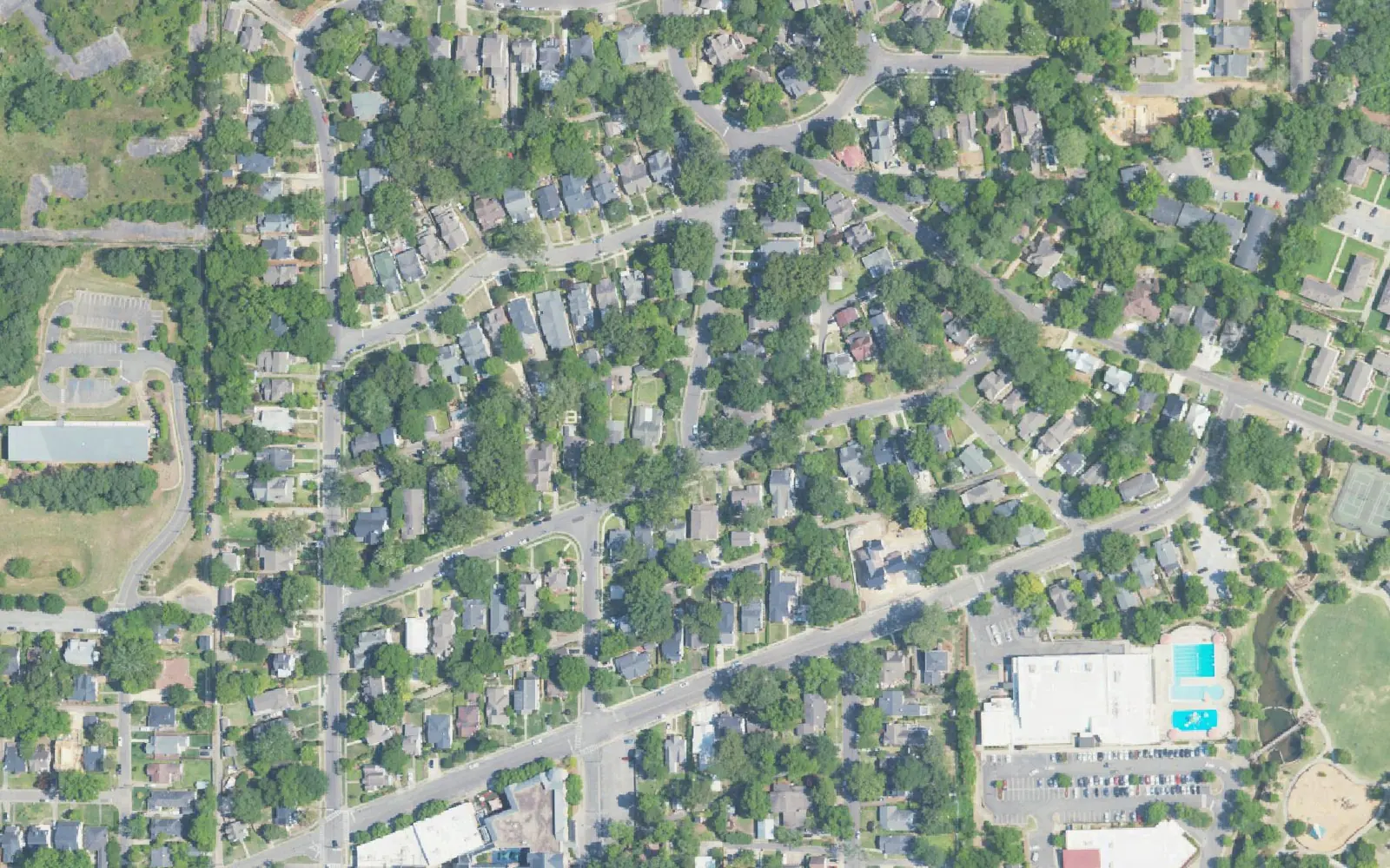 Aerial view of the Grove Park streets in Homewood, between Central Park and Valley Avenue.