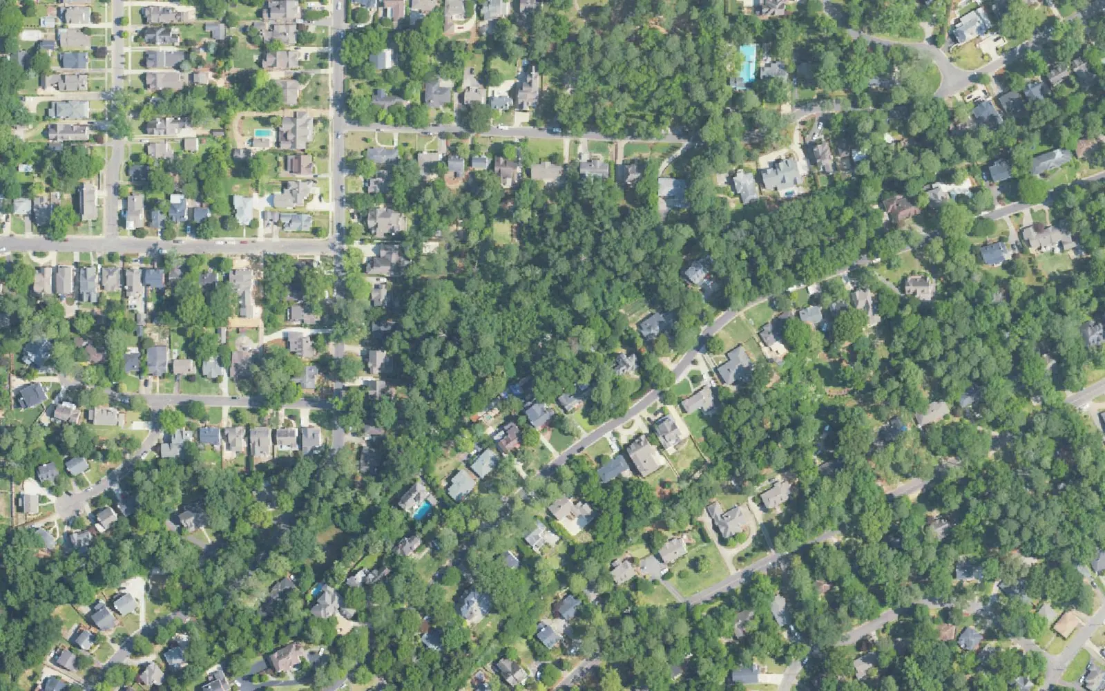 Aerial view of the Mayfair and Windsor Highlands streets in Homewood, between Oxmoor Road and Lakeshore Drive.
