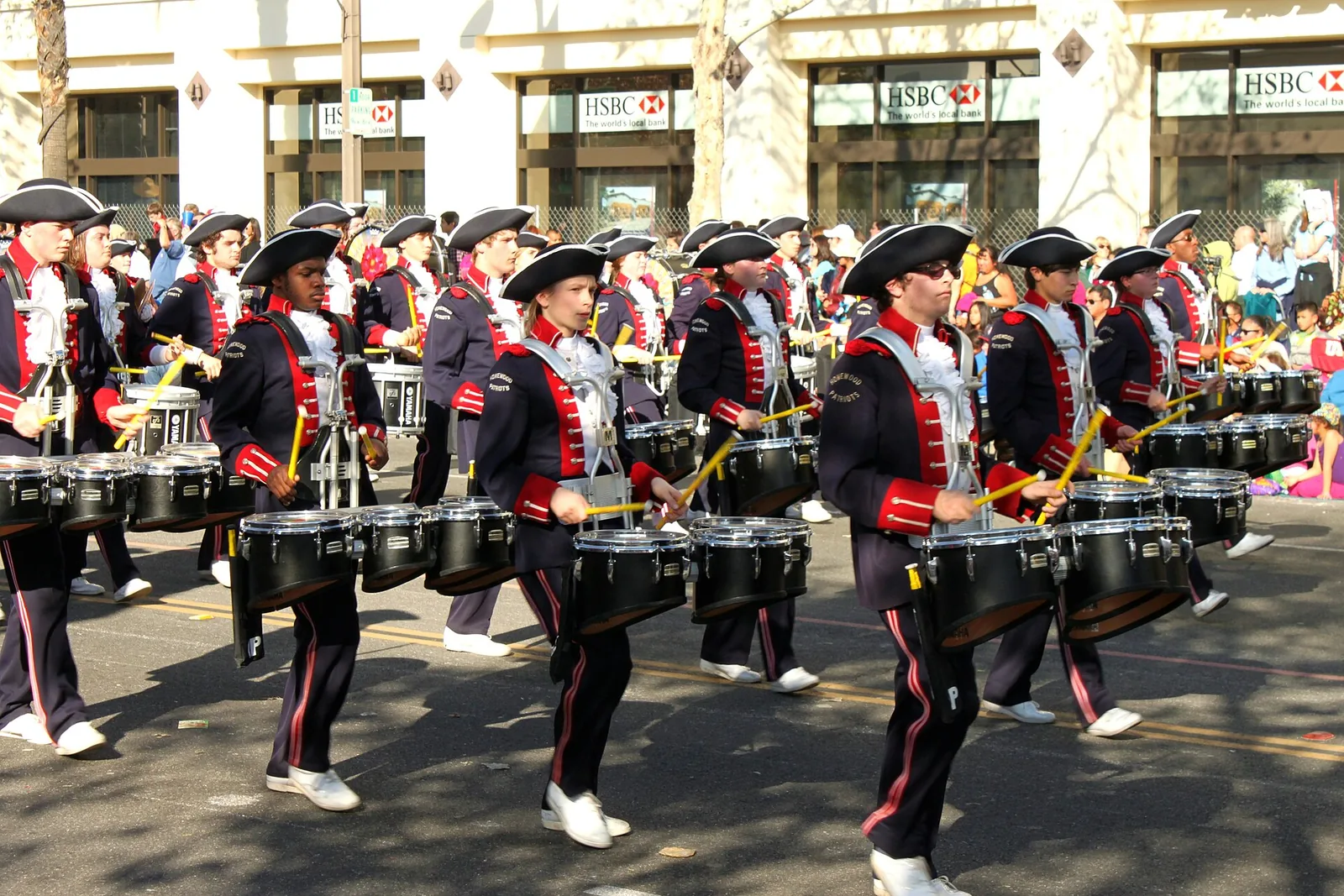 The Homewood High School Patriots Marching Band on parade